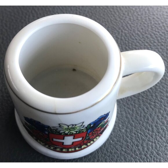 Switzerland Souvenir Ceramic Mug Miniature White With Swiss Crest Design - Picture 3 of 6